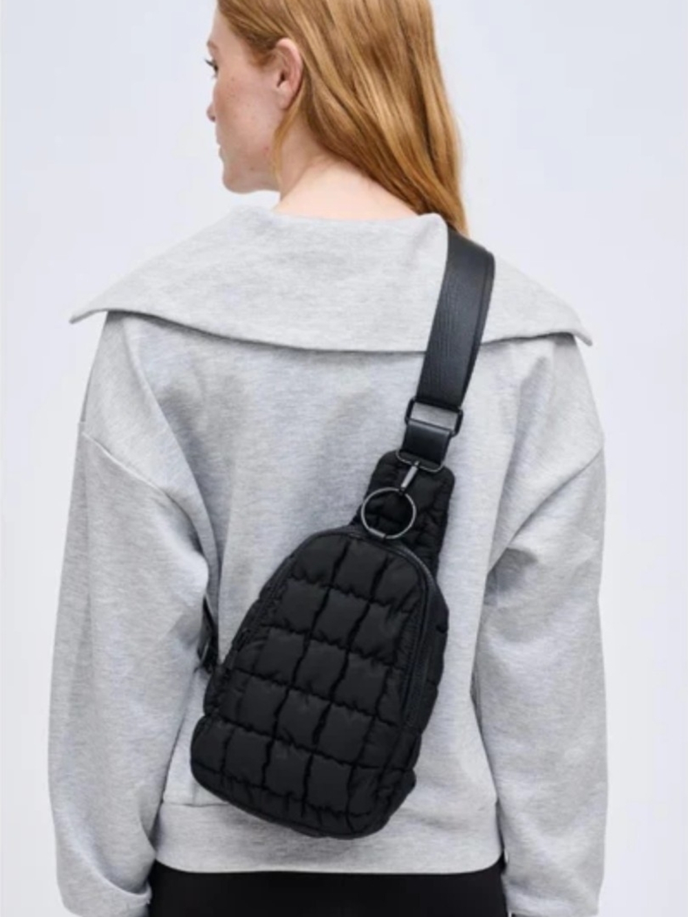 Urban Expressions Black Quilted Crossbody Sling Bag